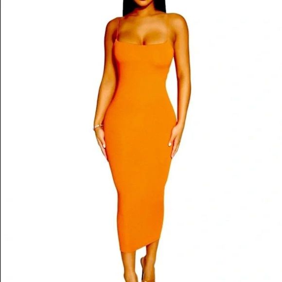 Naked Wardrobe Sultry Sheath Dress Spaghetti Bodycon Figure Square Neck … - Picture 3 of 5